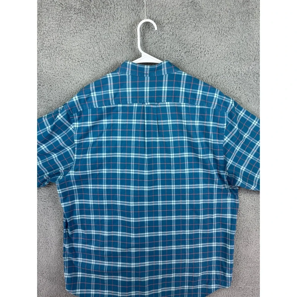 Izod Saltwater Shirt Men's Large Plaid Newport Oxford Stretch Relaxed Stretch